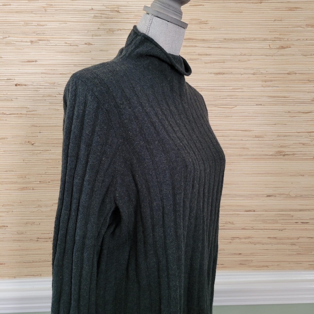 Madewell Everest Mock Neck Wool Blend Sweater Heather Pine Rib Knit XXL - Picture 4 of 8